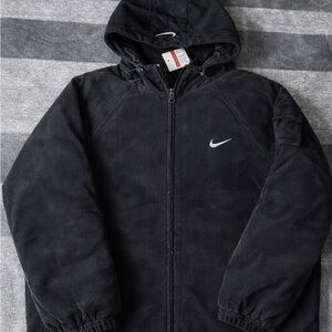 Nike Black Corduroy Hooded Windbreaker Jacket - Men
